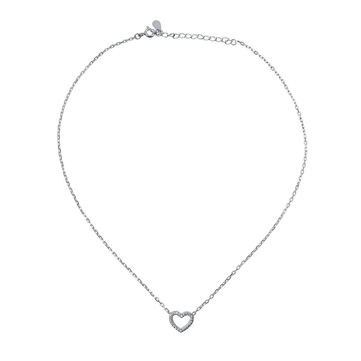 オープンハートSVパヴェネックレス