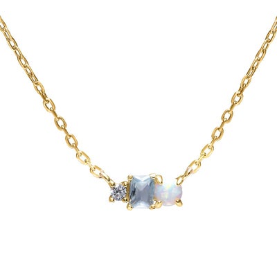 スワロフスキー☆ブルー クリスタル ネックレス | 誕生石 イニシャル 