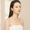スワロフスキー スリーストーン レディース ネックレス（ブルー/YG）