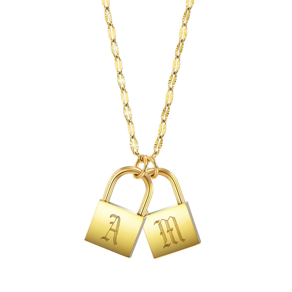 南京錠イニシャルネックレス【A】金属アレルギー対応