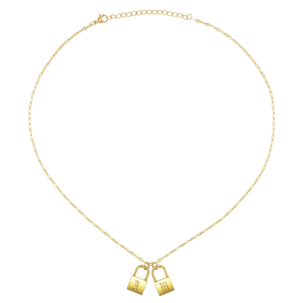 南京錠イニシャルネックレス【A】金属アレルギー対応