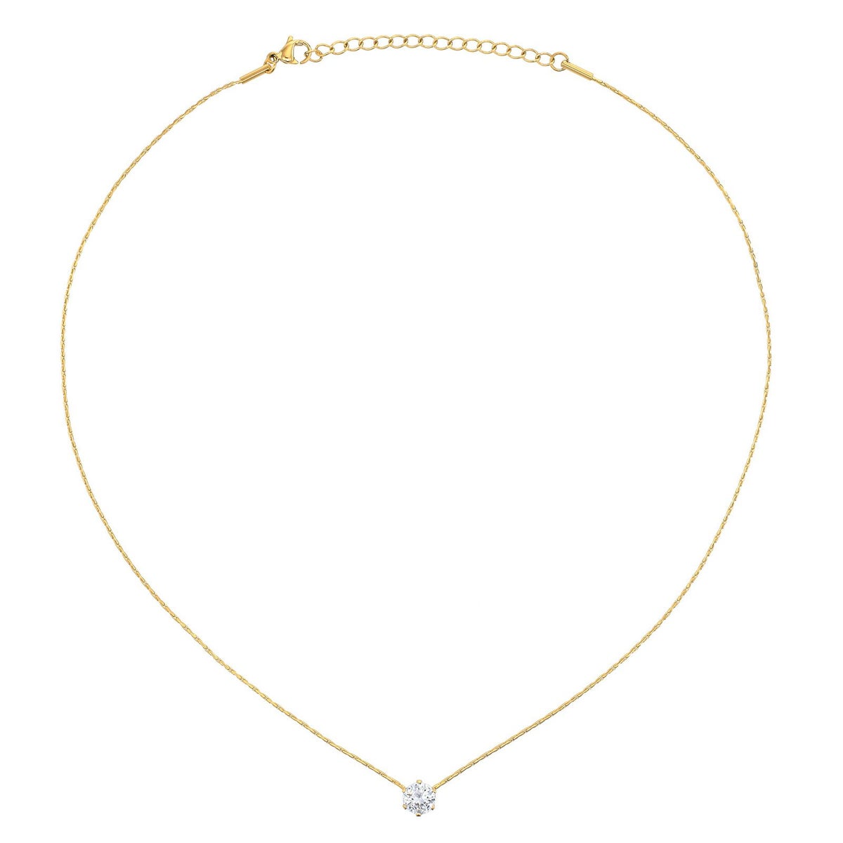 【金属アレルギー対応】一粒Czダイヤ スクリューチェーンネックレス