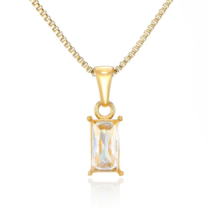 【金属アレルギー対応】エメラルドカットCzダイヤネックレス