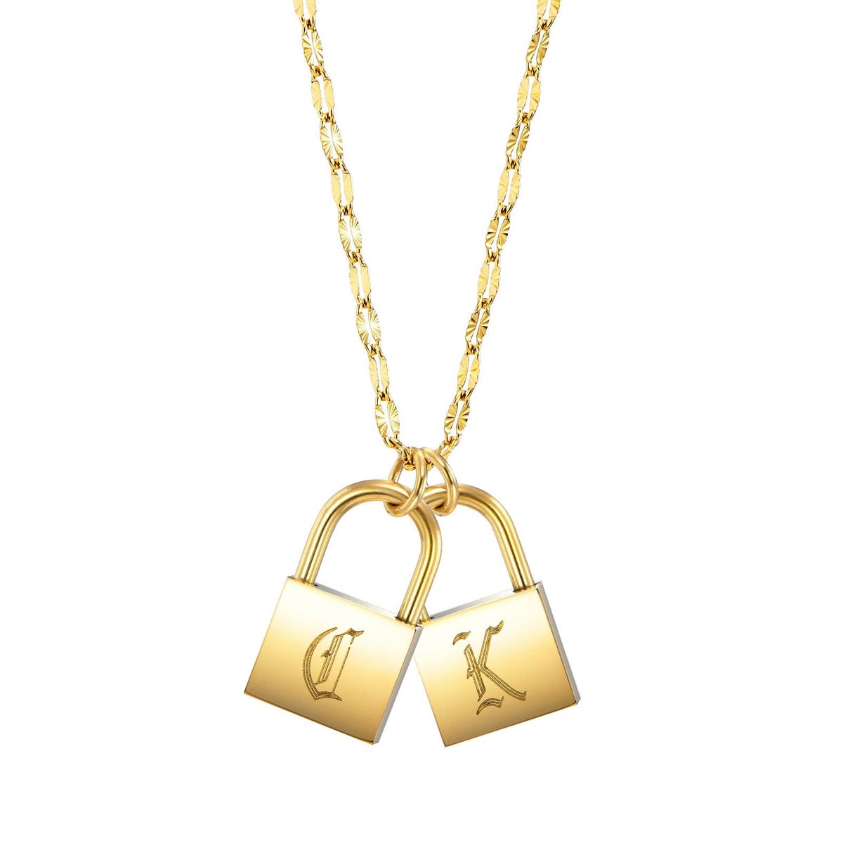 南京錠イニシャルネックレス【C】金属アレルギー対応