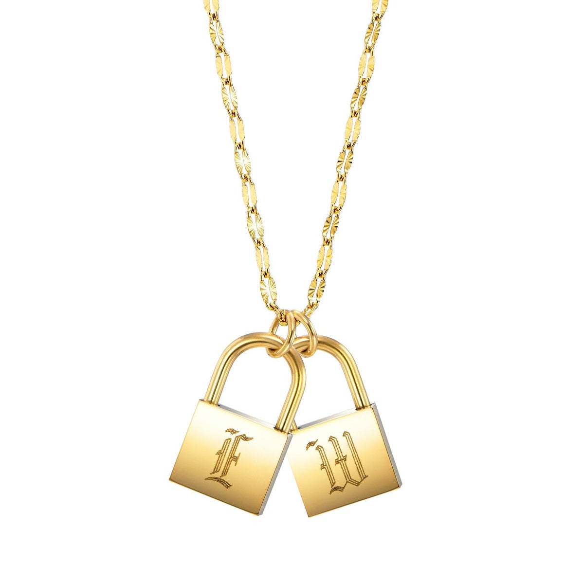 南京錠イニシャルネックレス【E】金属アレルギー対応