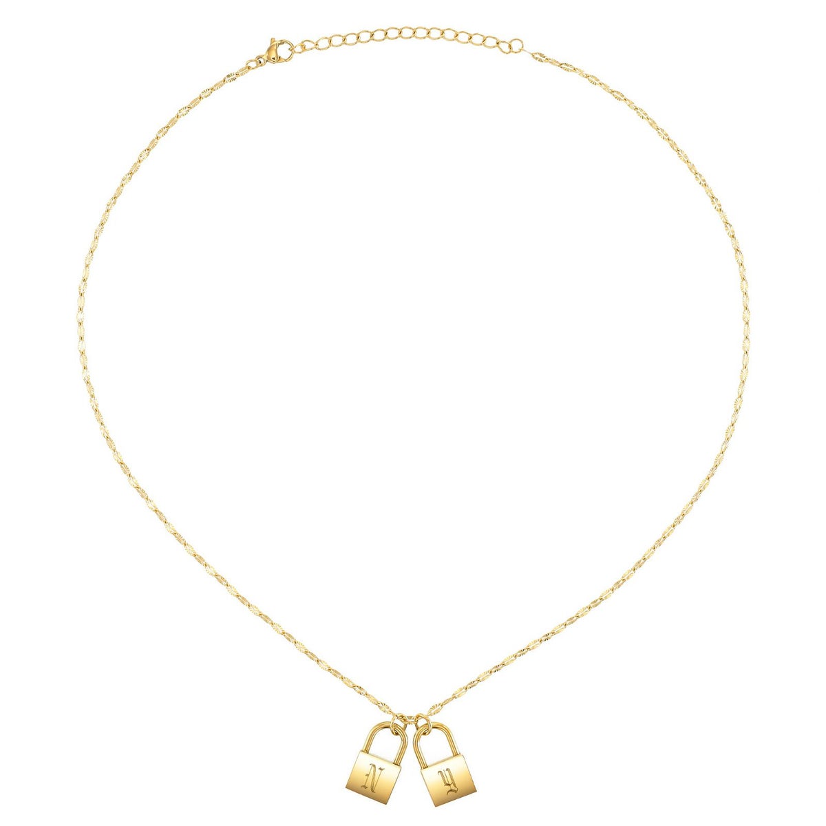 南京錠イニシャルネックレス【N】金属アレルギー対応