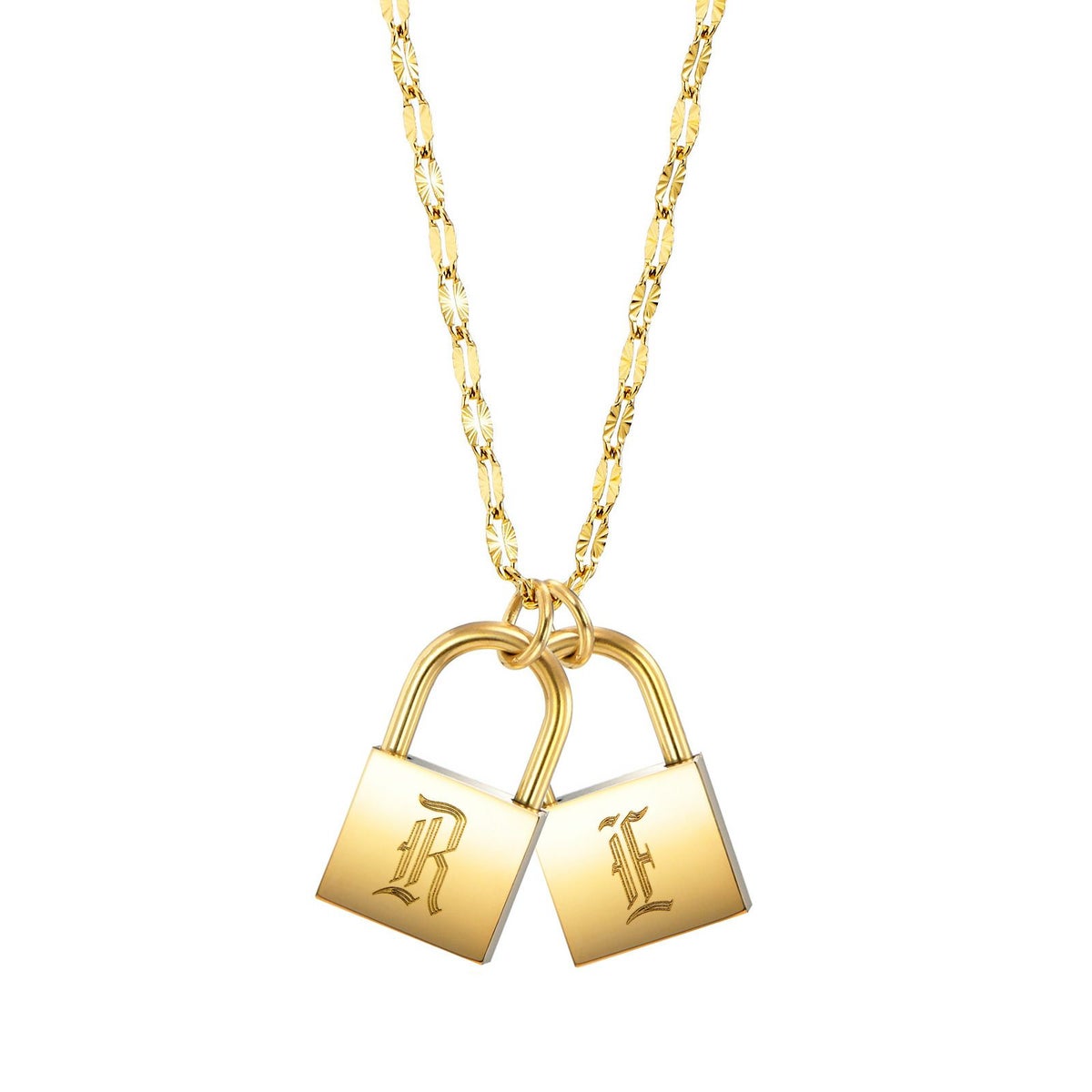 南京錠イニシャルネックレス【R】金属アレルギー対応