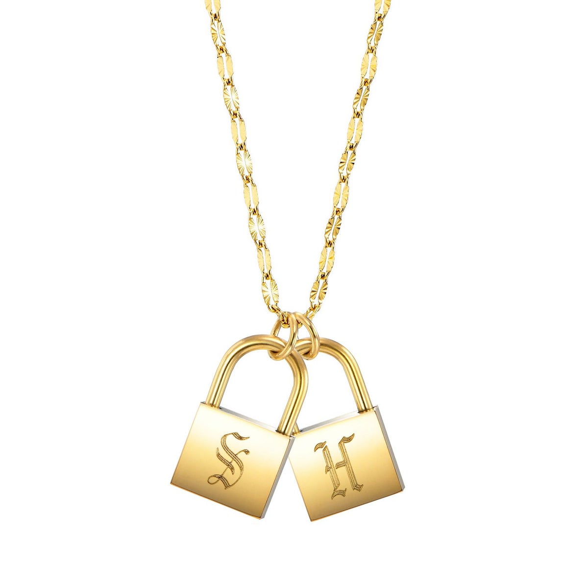 南京錠イニシャルネックレス【S】金属アレルギー対応