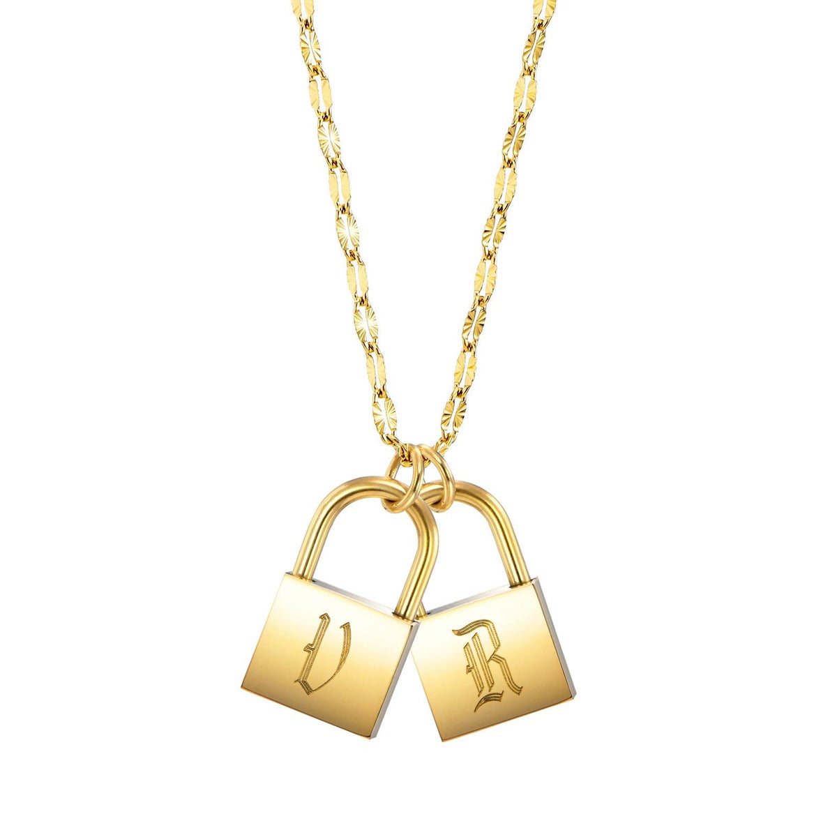 南京錠イニシャルネックレス【V】金属アレルギー対応