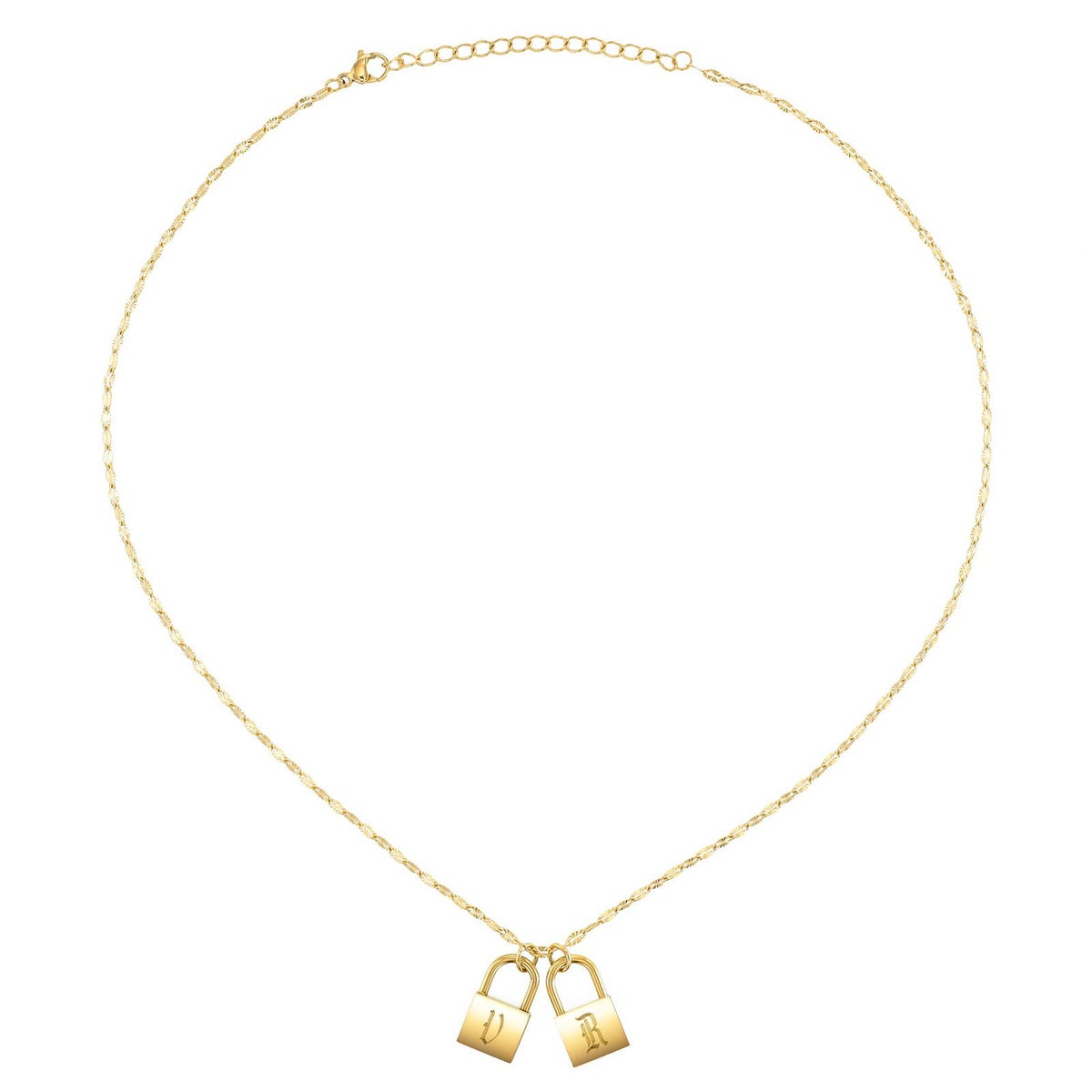 南京錠イニシャルネックレス【V】金属アレルギー対応