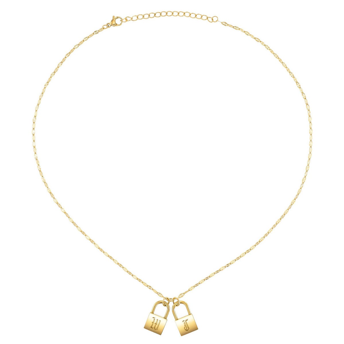 南京錠イニシャルネックレス【W】金属アレルギー対応