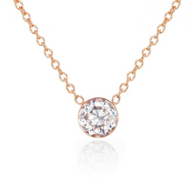 金属アレルギー対応 1Ct Czダイヤネックレス PG｜妻・彼女の誕生日 
