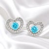 スワロフスキー ハート ビジュー ピアス（アクア）